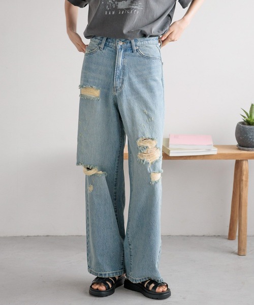 「LOWRYS FARM」 デニムパンツ SMALL ブルー レディース_画像5