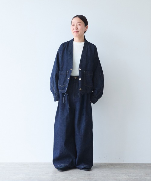 yuni デニムジャケット gジャン Cotton 11oz denim no collar cocoon