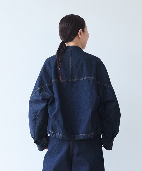 yuni デニムジャケット gジャン Cotton 11oz denim no collar cocoon