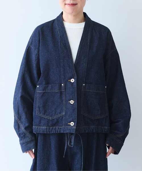 yuni デニムジャケット gジャン Cotton 11oz denim no collar cocoon