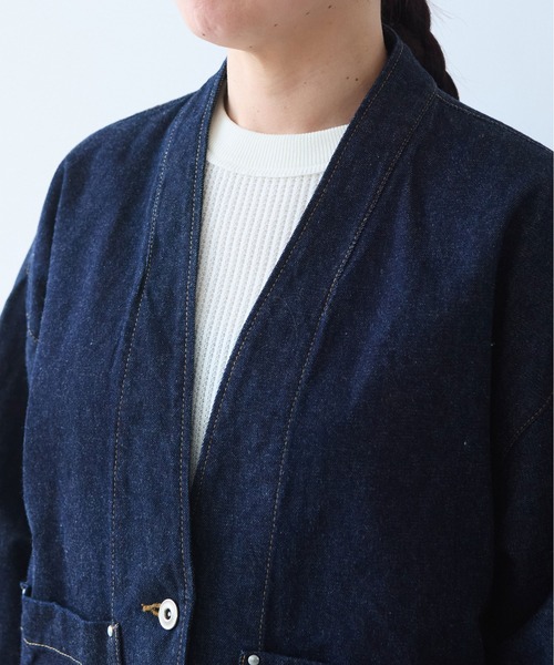 yuni デニムジャケット gジャン Cotton 11oz denim no collar cocoon