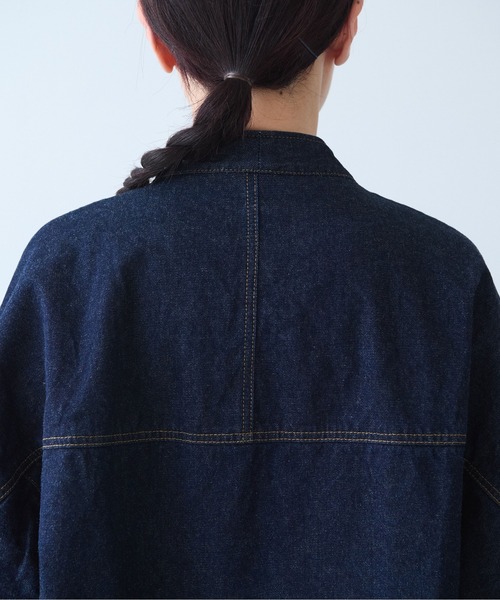 yuni デニムジャケット gジャン Cotton 11oz denim no collar cocoon