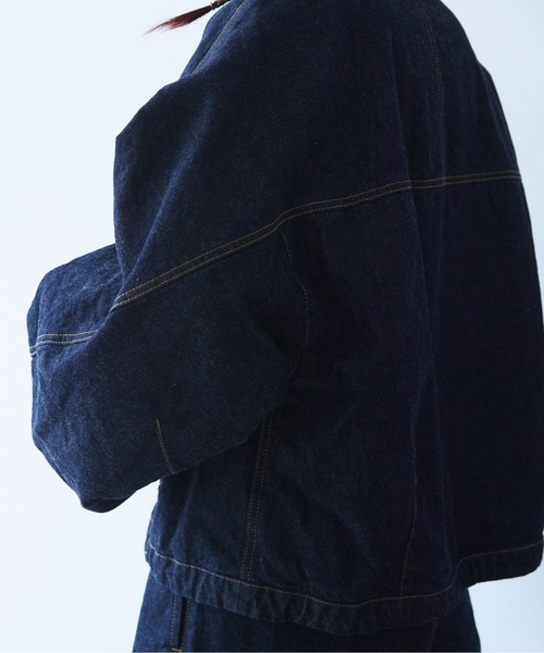 yuni デニムジャケット gジャン Cotton 11oz denim no collar cocoon