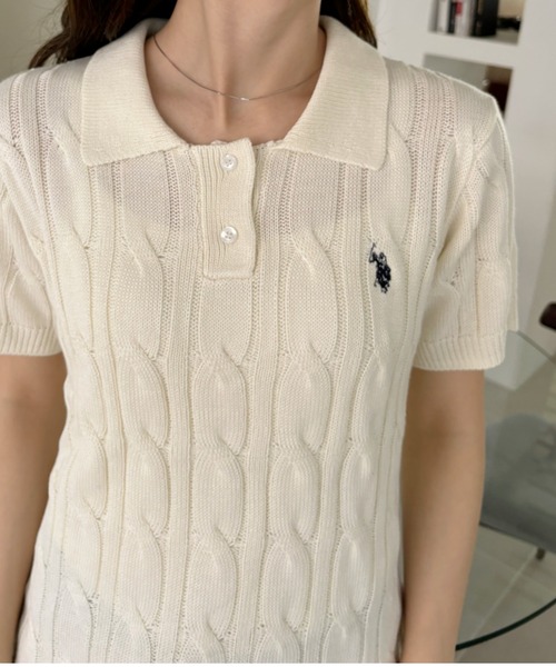 「U.S. POLO ASSN.」 半袖ポロシャツ S ネイビー レディース_画像6