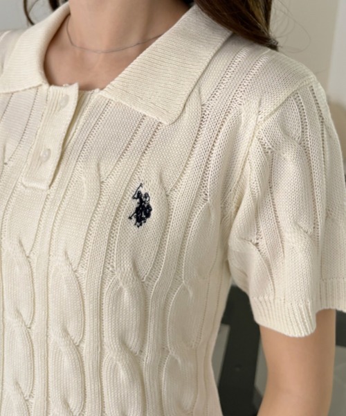 「U.S. POLO ASSN.」 半袖ポロシャツ S ネイビー レディース_画像7