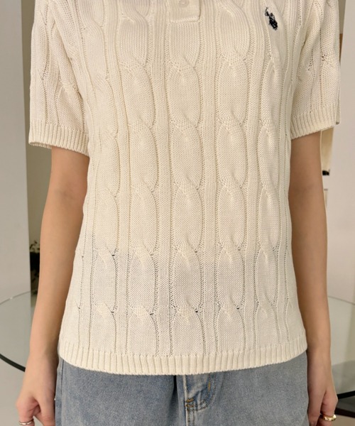 「U.S. POLO ASSN.」 半袖ポロシャツ S ネイビー レディース_画像8