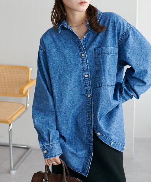 「DISCOAT」 長袖シャツ MEDIUM ネイビー レディース_画像2