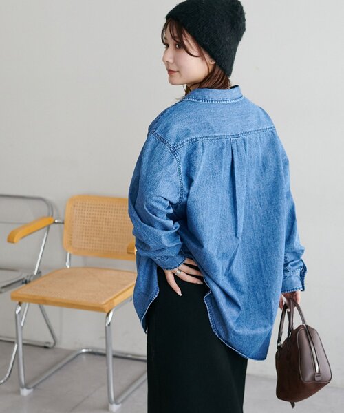 「DISCOAT」 長袖シャツ MEDIUM ネイビー レディース_画像5
