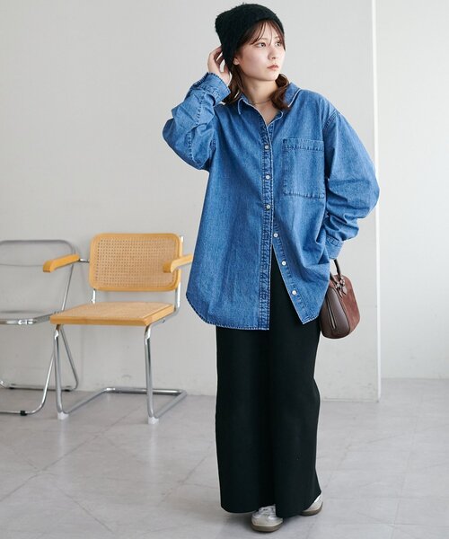 「DISCOAT」 長袖シャツ MEDIUM ネイビー レディース_画像6
