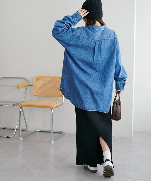 「DISCOAT」 長袖シャツ MEDIUM ネイビー レディース_画像8