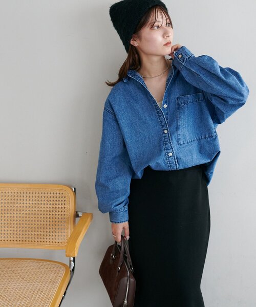 「DISCOAT」 長袖シャツ MEDIUM ネイビー レディース_画像9