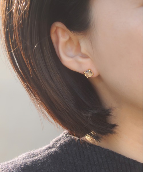 KU-CROISSANT ピアス 「NY」天然石ワンストーンピアス