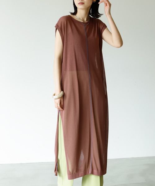 ワンピース シアー ライン ロング パイピング ニット クルーネック ワンピース Zozotown Paypayモール店 通販 Paypayモール