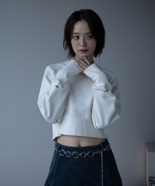 トレーナー スウェット ロゴ刺繍ショート丈トレーナー/新色追加/復刻