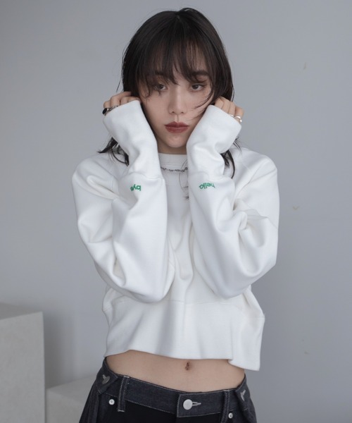 トレーナー スウェット ロゴ刺繍ショート丈トレーナー/新色追加/復刻