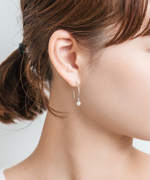 ピアス Pt900 アコヤパール フック ピアス 4mm レディース メンズ_3