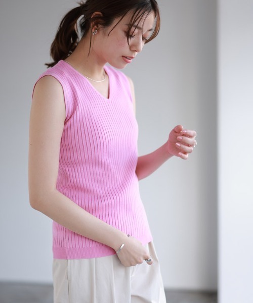 【新品・未開封】yori ヨリ シャーベットニットノースリーブ ピンク フリー ミニフリルポロニット【2025SM】 | all item| yori