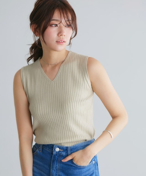 seyto ノースリーブ 2色セット セール】フェイクレイヤード ノースリーブセットアップ 上下