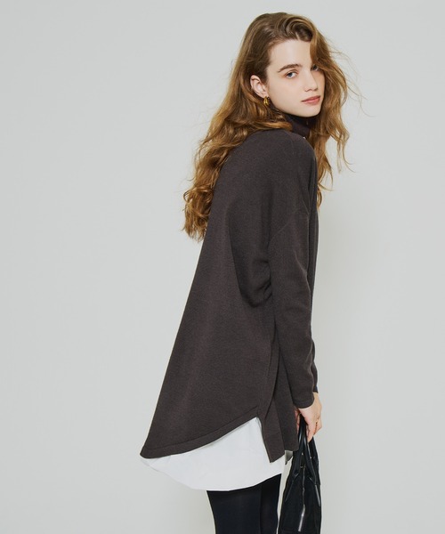 coca ニット セーター テールカットタートルネック ニットチュニック