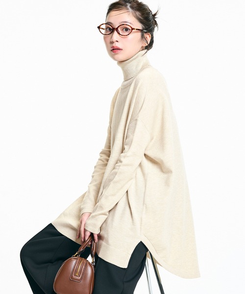 【美品】LEONARD　タートルニット チュニック coca（コカ） ニット セーター テールカットタートルネック ニット