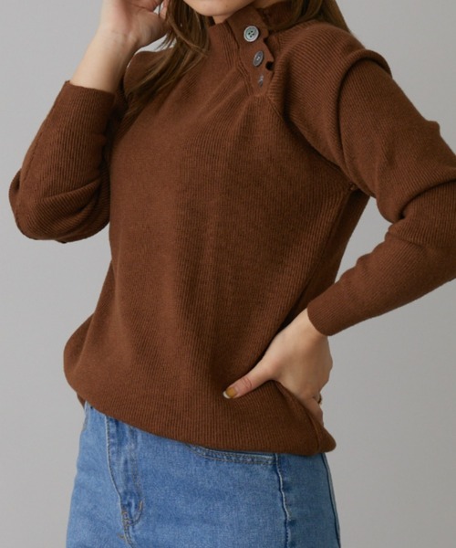 ハイネックボタンニット オフ ニット セーター ハイネックボタンニット レディース : ZOZOTOWN Yahoo