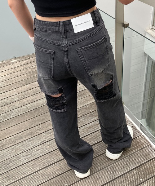 it様glamb グラム　ダメージ加工　ワイド　ストレート　デニムパンツ　レア glamb - 【glamb】グラム デニムパンツ ダメージ加工 の通販 by