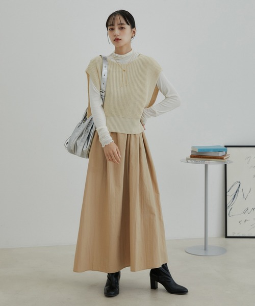 VIS（ビス） ワンピース 「選べる着丈・マルチWAY」ニットベスト付き