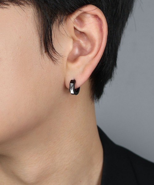 ピアス　No.5553 4INT. ピアス カッティングビジュー フープピアス / サージカル