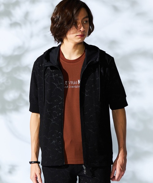 【けいこ品】ランバンコレクション　フルジップ　パーカー　異素材　黒　大き 35d7e66df98fdc034646dbbb17d34a