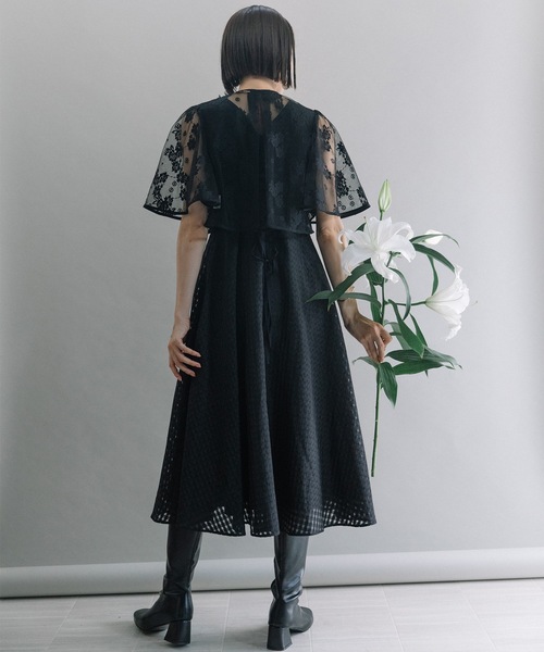 ドレス 3way ボレロセット チェック フレア パーティー ドレス 結婚式 