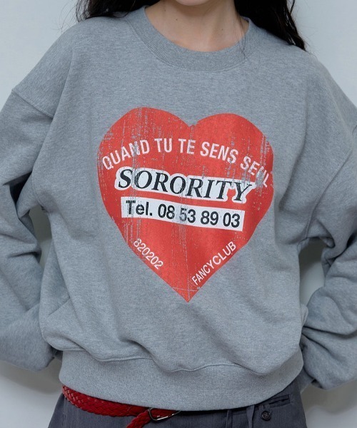 トレーナー スウェット A'GEM/9 × .kom 「 FANCY CLUB/ファンシークラブ」 CRIMSON HEART SWEATSHIRT/