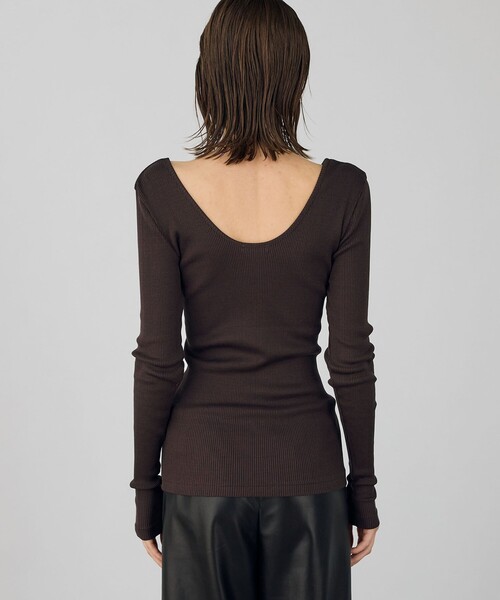 DES PRES（デプレ） tシャツ シルクコットンリブ Uネックプルオーバー