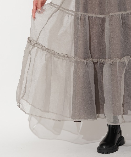 シアーオーガンジーティアードスカート AND COUTURE スカート オーガンジーシアーティアードスカート