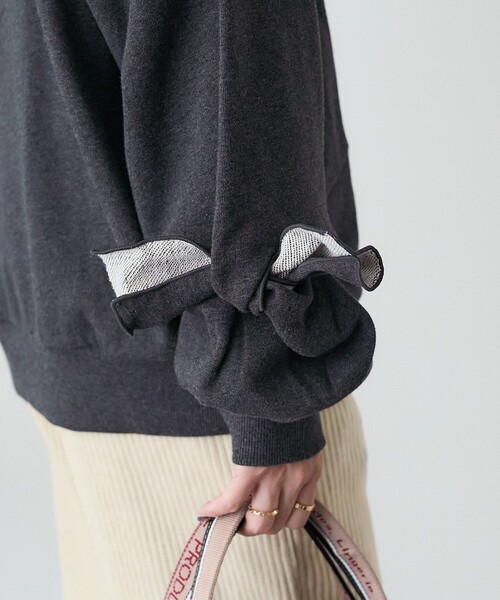 【完売品】fiction tokyo Vネックリボンスウェット Vネックリボンスウェット /V Shaped Neck Ribbon Sweat | FICT