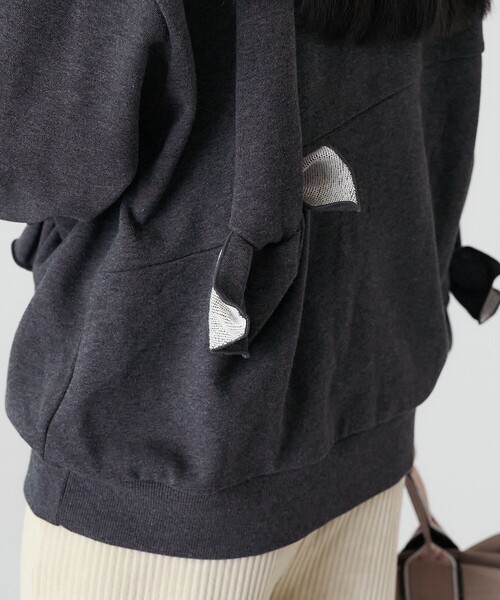 トレーナー スウェット cropped ribbon sweat レディース トレーナー スウェット リボンプリントロゴスウェットトレーナー
