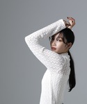 tシャツ 起毛レースタートルプルオーバー レディースの詳細画像2