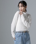 tシャツ 起毛レースタートルプルオーバー レディースの詳細画像1