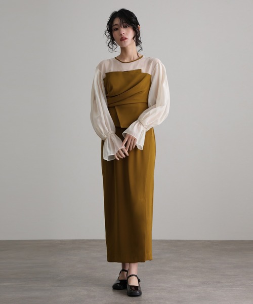 atlo 袖あり&ミモレ丈同窓会ビスチェお呼ばれ結婚式オケージョンドレス atlo 袖あり&ミモレ丈同窓会ビスチェお呼ばれ結婚式オケージョン