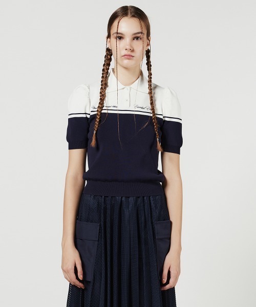 DOUBLE STANDARD CLOTHING パフスリーブポロシャツ DOUBLE STANDARD CLOTHING ポロシャツ パフスリーブポロシャツ