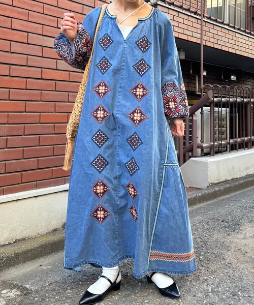 CIAOPANIC TYPY ワンピース 「From India」デニム刺繍ボリューム  