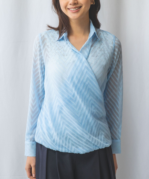 ブラウス シャツ 「NARACAMICIE」ジャガード長袖カシュクール レディース NARACAMICIE ブラウス シャツ 「NARACAMICIE」ジャガード長袖