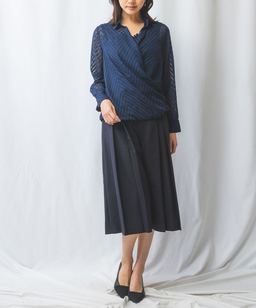 ブラウス シャツ 「NARACAMICIE」ジャガード長袖カシュクール レディース NARACAMICIE ブラウス シャツ 「NARACAMICIE」ジャガード長袖