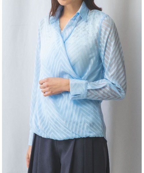 ブラウス シャツ 「NARACAMICIE」ジャガード長袖カシュクール レディース NARACAMICIE ブラウス シャツ 「NARACAMICIE」ジャガード長袖