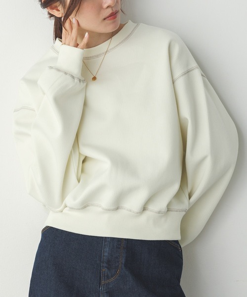 トレーナー スウェット シャイニー糸ステッチ スウェット レディース hunch トレーナー スウェット シャイニー糸ステッチ レディース