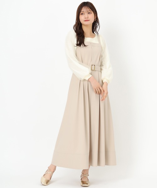 ◆MICHAA(ミーシャ)ナイロン 混紡 ベルト ワンピース ◇MICHAA(ミーシャ)ナイロン 混紡 ベルト ワンピース (MICHAA