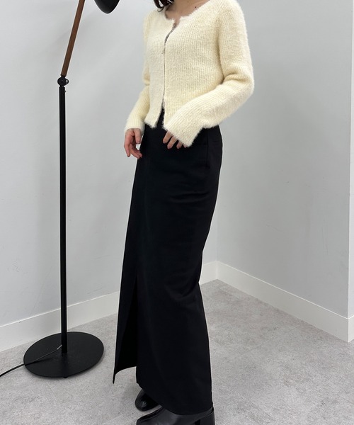 「solleim」 ニットカーディガン M チャコールグレー レディース_画像3