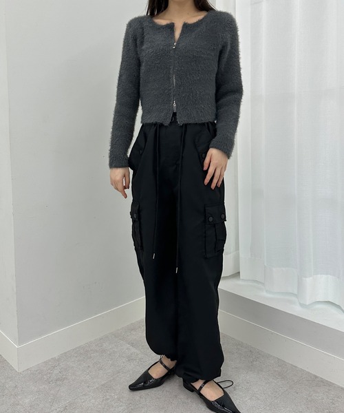 「solleim」 ニットカーディガン M チャコールグレー レディース_画像7