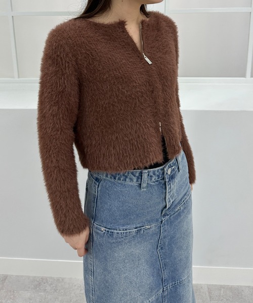 「solleim」 ニットカーディガン M チャコールグレー レディース_画像9