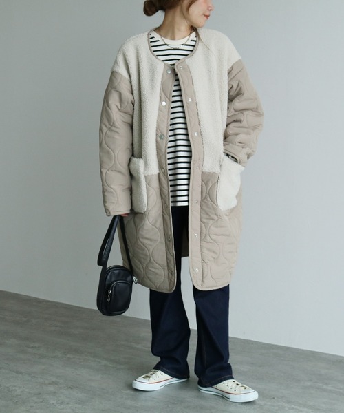 「reca」 ノーカラーコート L ブラック レディース_画像3