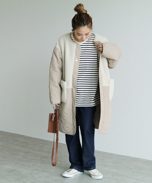 「reca」 ノーカラーコート L ブラック レディース_画像4